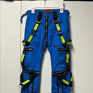 Tripp NYC Blue Cargo Pants with Neon and Black Accents